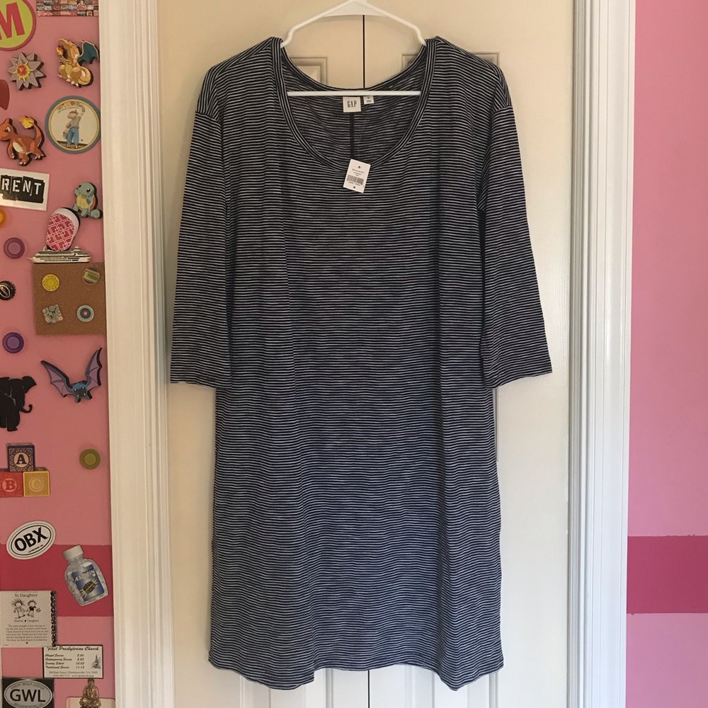 Gap Navy/White Striped Dress Size M NWT